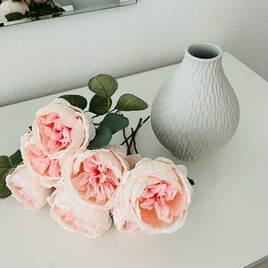 Vase with decorative flowers & Artificial Potted Succulent Plant, White Pots,